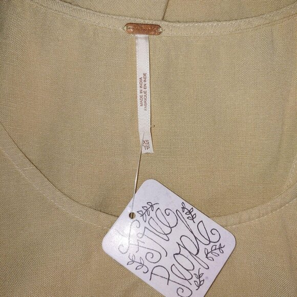 Free People Tank Top Sz XS Viscose Cotton Linen Blend Neutral NWT - Picture 6 of 9